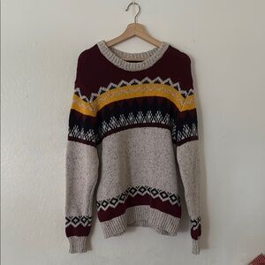 PacSun Crewneck Sweater in Cream Multicolor Sz M